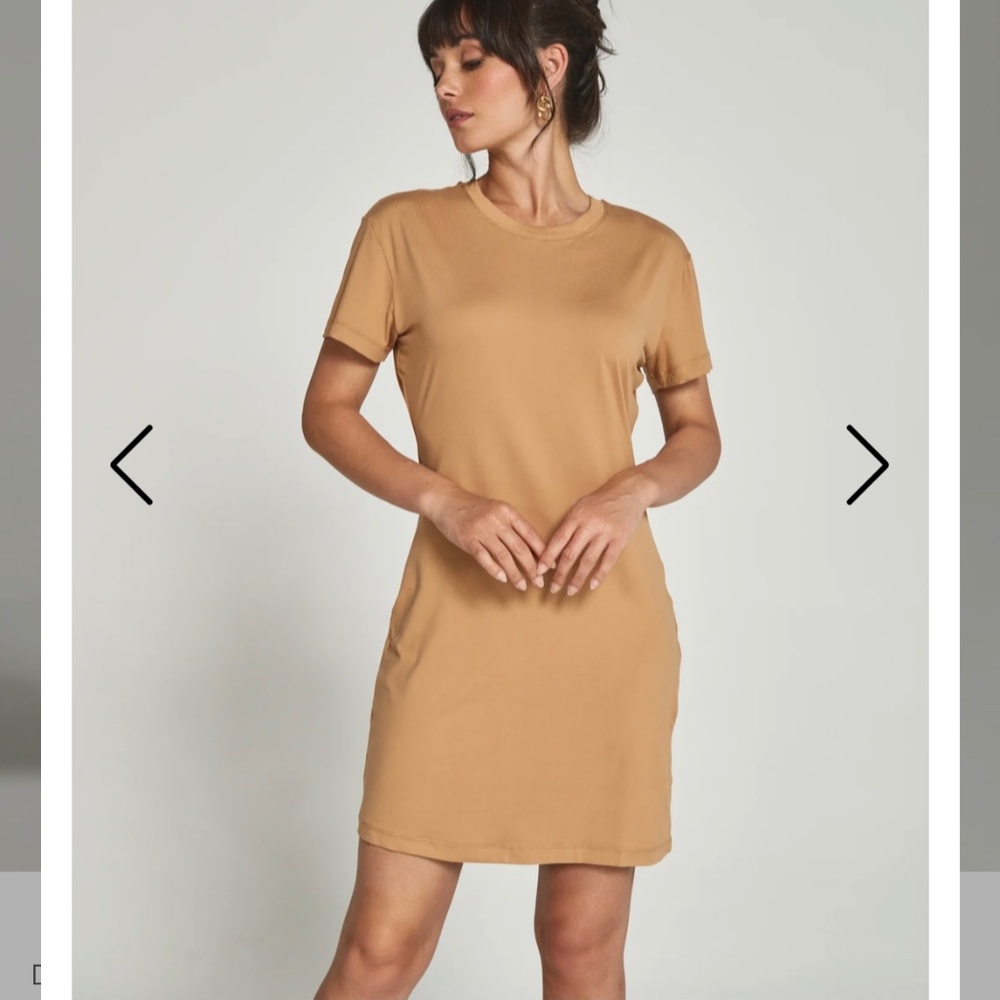 7 Diamonds Women's Core Tshirt Dress Tawny Tan Stretch Buttery Soft NEW Sz Large